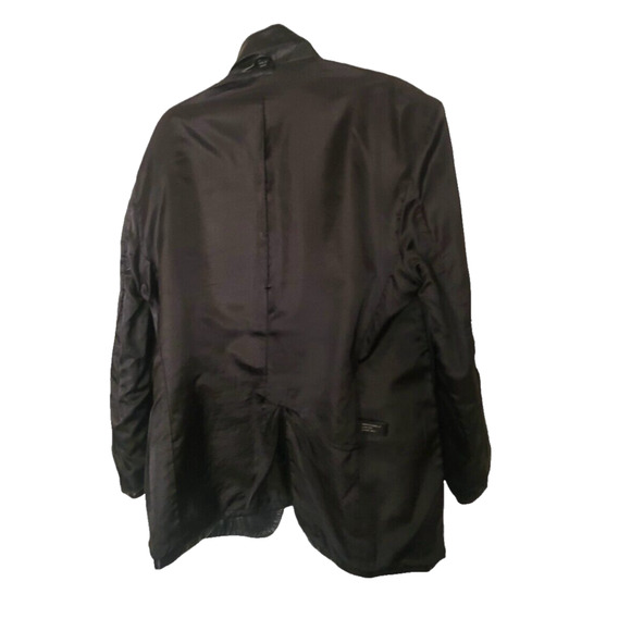 Alfani for Macy’s Buttery Soft Men's Leather Blazer Jacket Coat Black Size S42 - Picture 3 of 7
